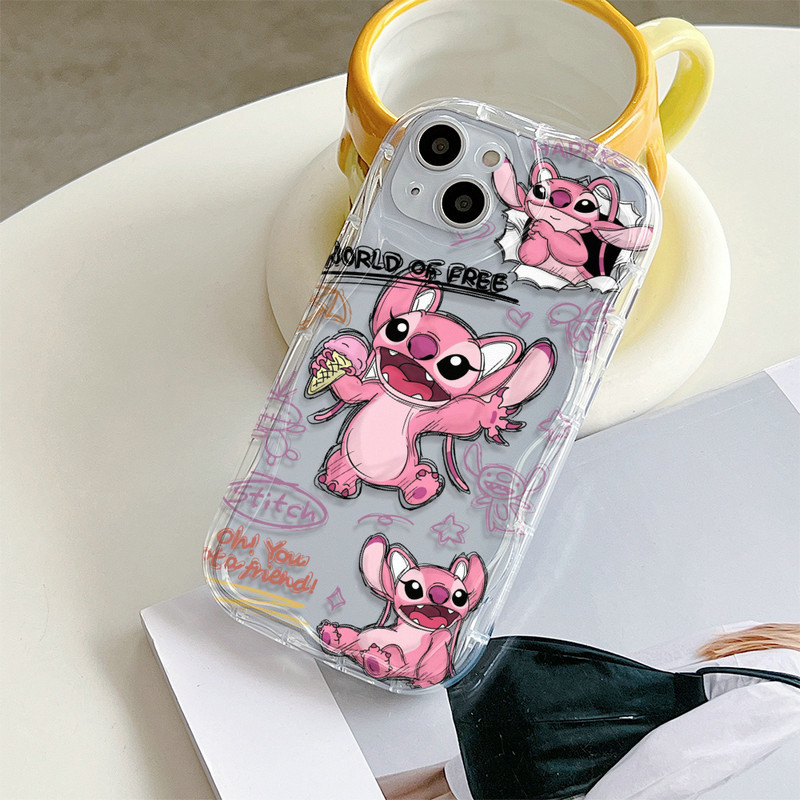 Transparan Gelombang Casing Motif Kartun Angela Untuk iPhone 15 14 13 12 11 Pro X XR Xs Max 6 6s 7 8
