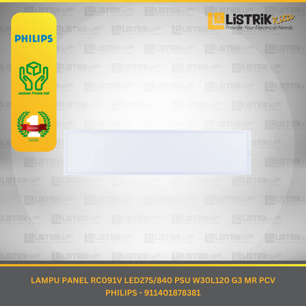 LAMPU LED PANEL PHILIPS RC091V 27W 120X30CM CEILING LIGHT 4000K - 911401878381