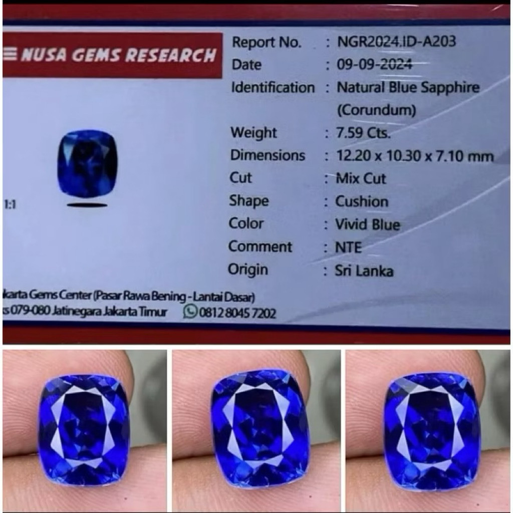 permata cincin royal blue saphire natural cylon srilanka high quality terbaik