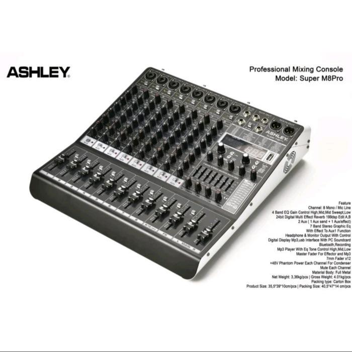 Mixer Ashley Super M8 Pro Original 8 Channel Bluetooth USB Mixer Audio Ashley Super M8PRO