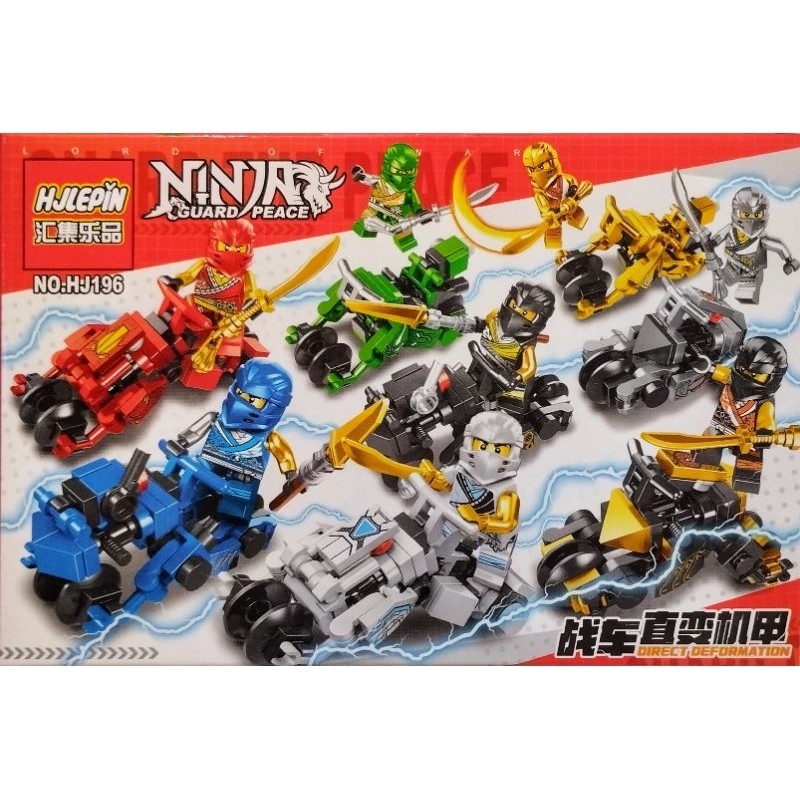 CIKAYOSA mainan anak sepeda motor ninjago bisa berubah menjadi robot tempur + ninja + senjata lengka