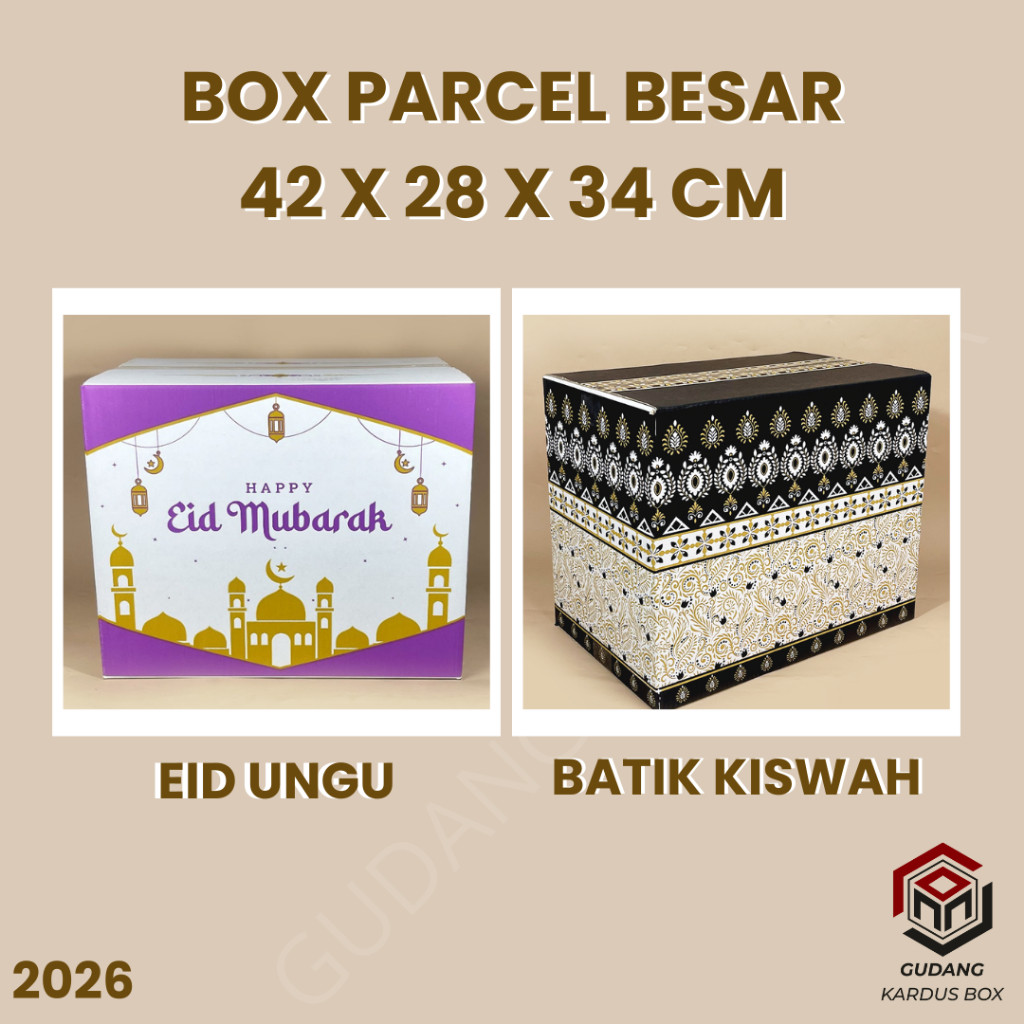 Kardus Parcel Premium 42x28x34 cm – Bingkisan Lebaran/ Batik Box/Box lebaran/Parcel sembako