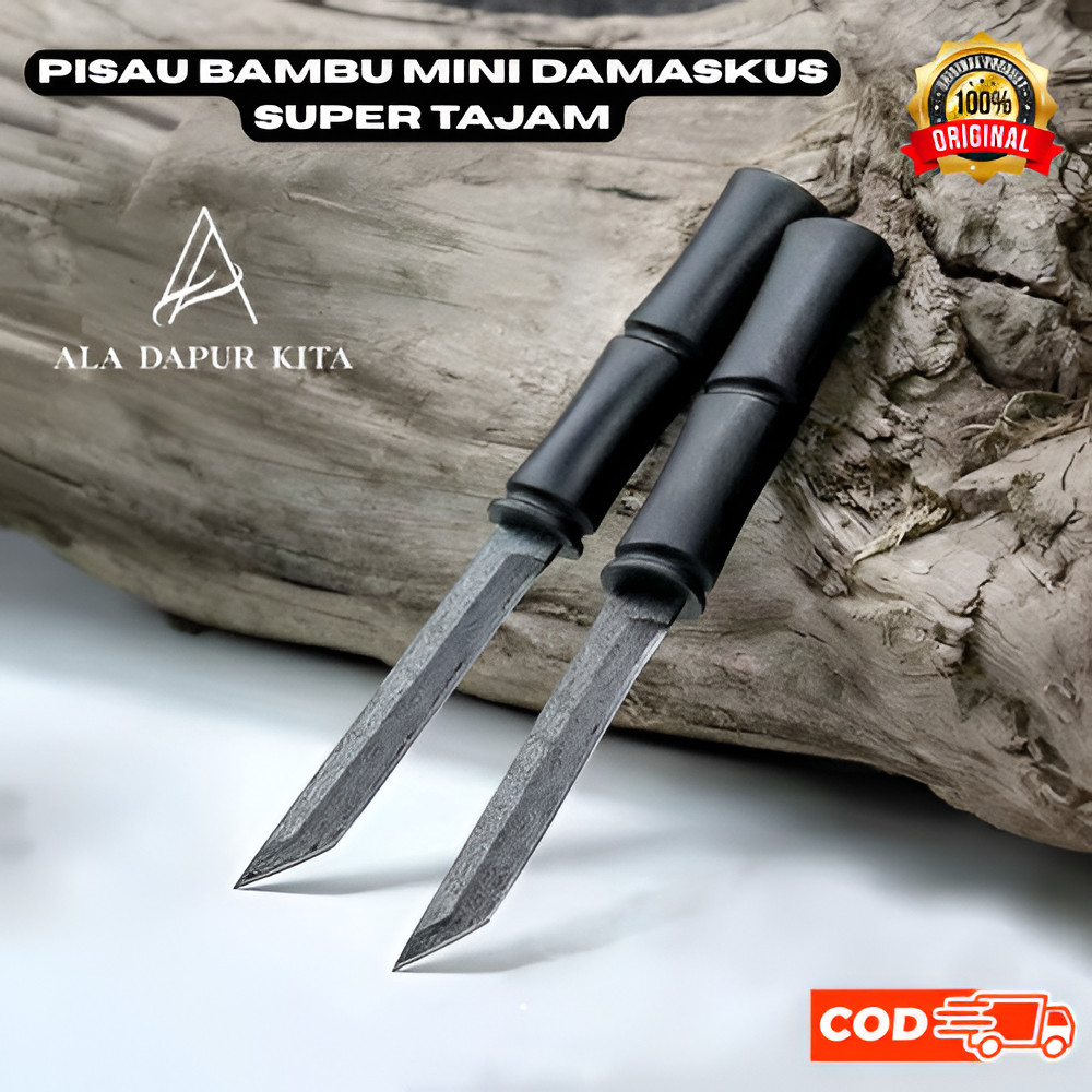 Pisau DAMASKUS BAMBU HITAM MINI PISAU DAGING PISAU BUAH PISAU Bambu PISAU BUAH