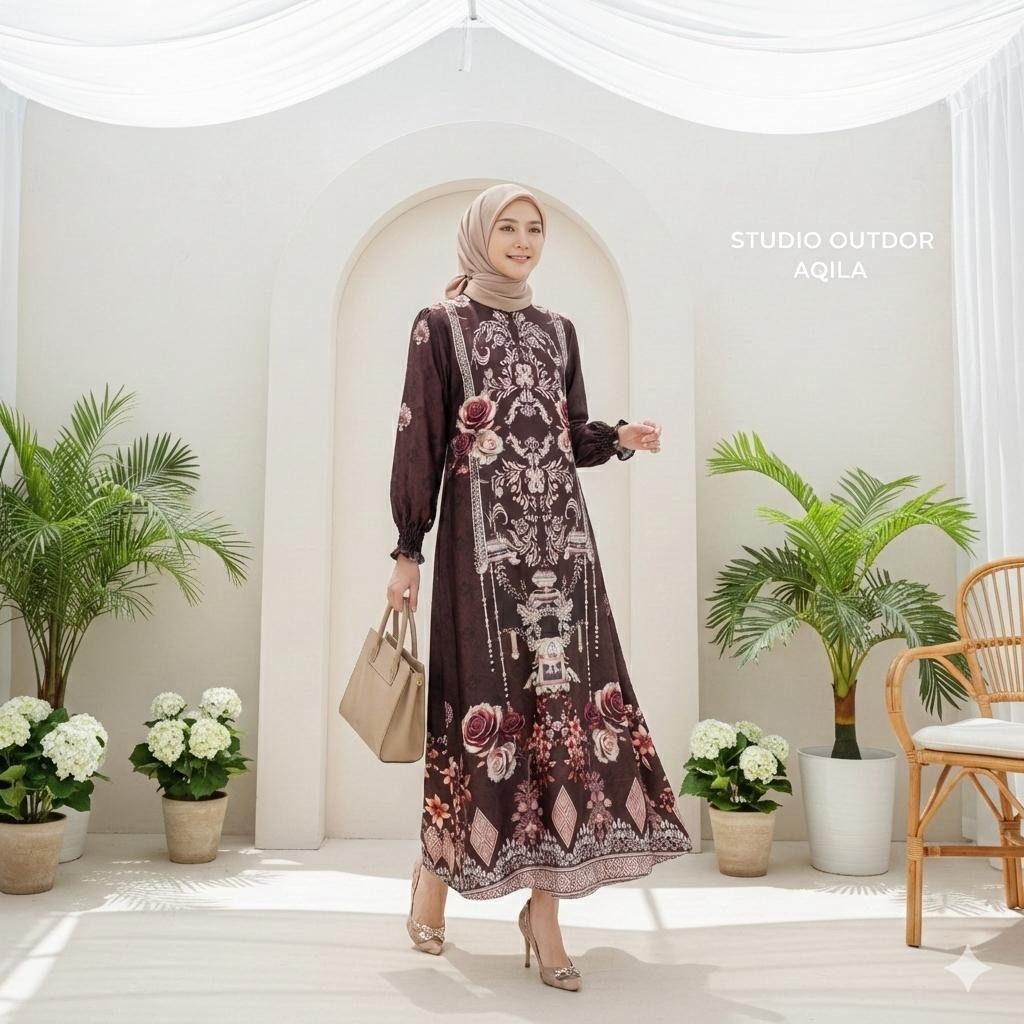 IL - Gamis Alisha Silk/Gamis Silk simple mewah Lebaran 2026 - gaun wanita