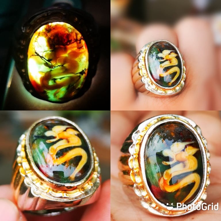 Natural Batu Akik Pancawarna Garut Tembus Motif Naga Kristal High quality