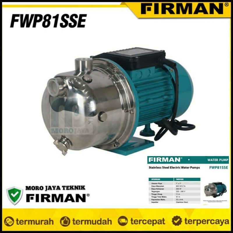 Pompa Firman FWP 81SSE Stainless Mesin Pompa Air Depot Isi Ulang Aqua RO