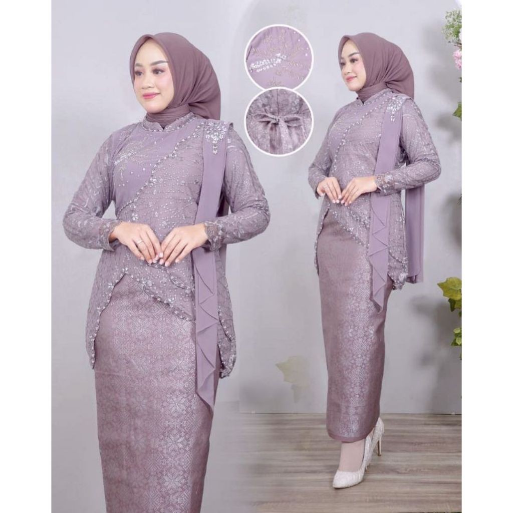 free hijab Setelan Kebaya Melati Modern / kebaya Payet Modern / kebaya wisuda / kebaya kondangan / k
