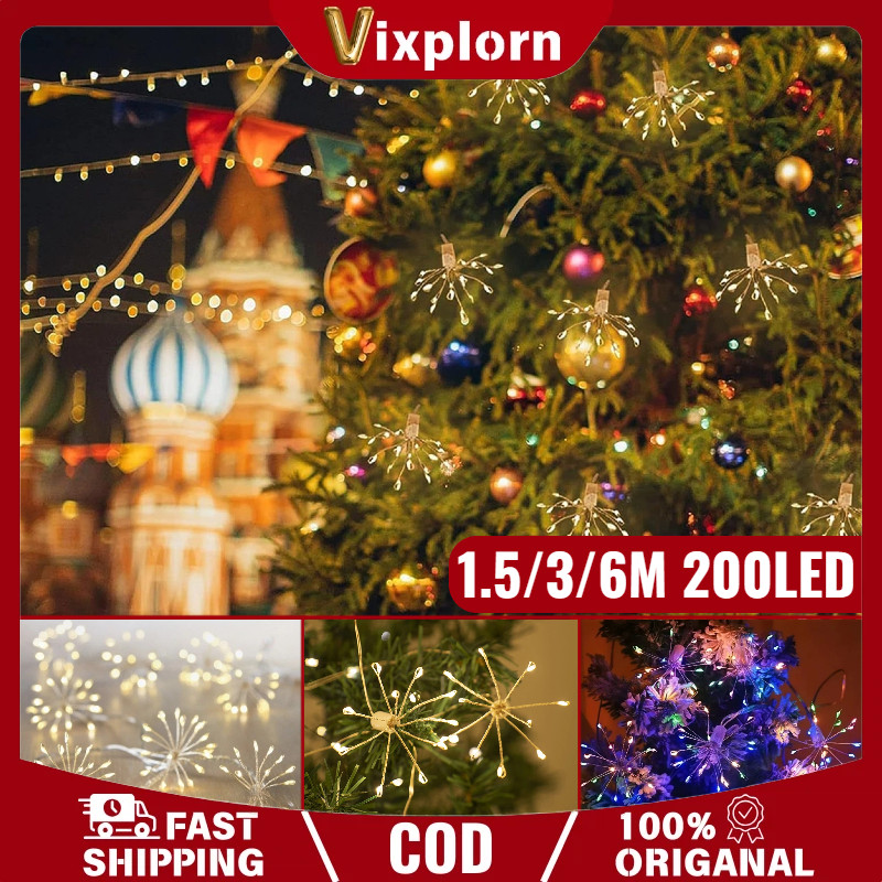 Vixplorn 1.5/3/6M Lampu Kembang Api USB Lampu String Kawat Tembaga Taman Lampu Ramadan Twinkle Light