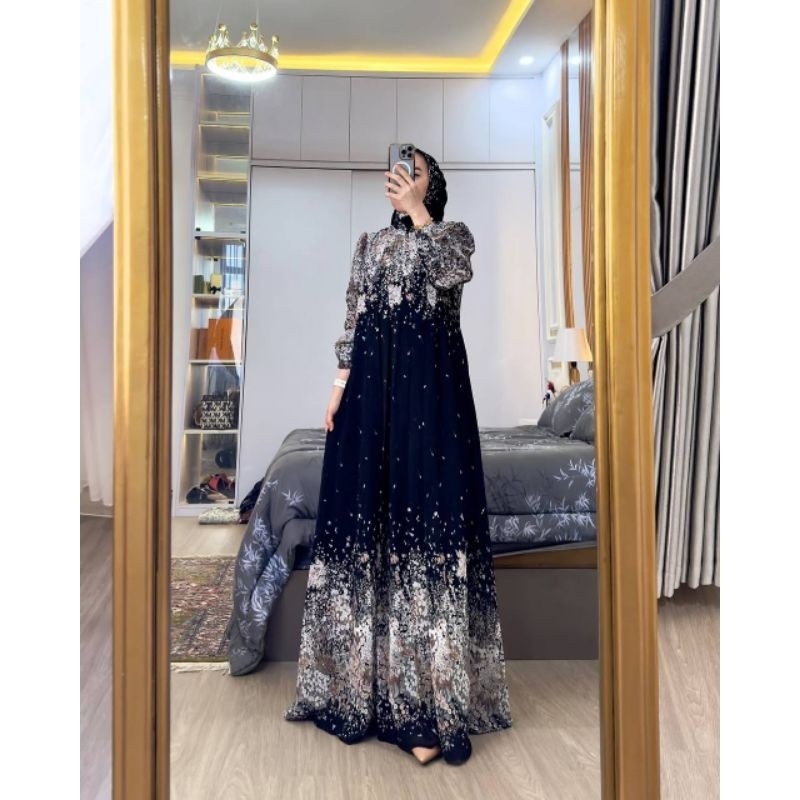 EDISI LEBARAN Gamis kekinian motif - Gamis rayon premium terlaris - Gamis busui - Gamis rayon diamon