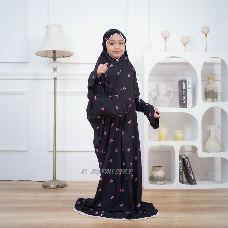 FERIDNORO Mukenah Terusan Anak SD/SMP/remaja Rayon Couqett Mukena print Adem