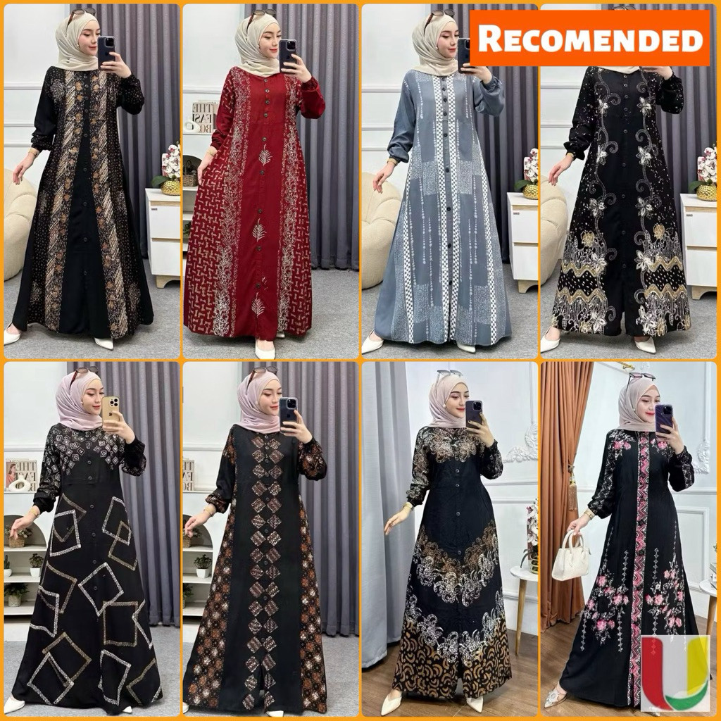 PROMO  Batik Usman - Gamis Twill Rayon Premium Model Kancing Terbaru Jumbo Syari Kekinian Batik Cap