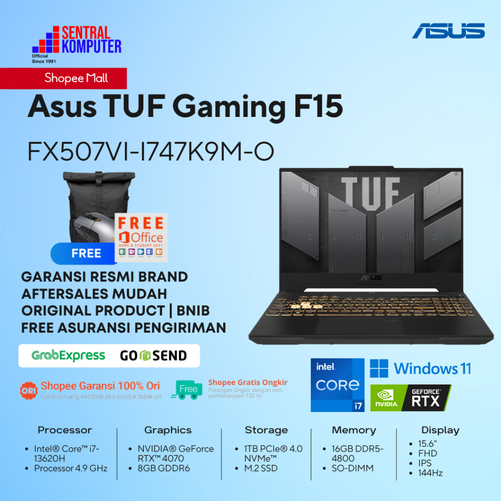 ASUS TUF Gaming F15 FX507VI i7-13620H RTX4070 1TB 15.6" FHD W11 OHS