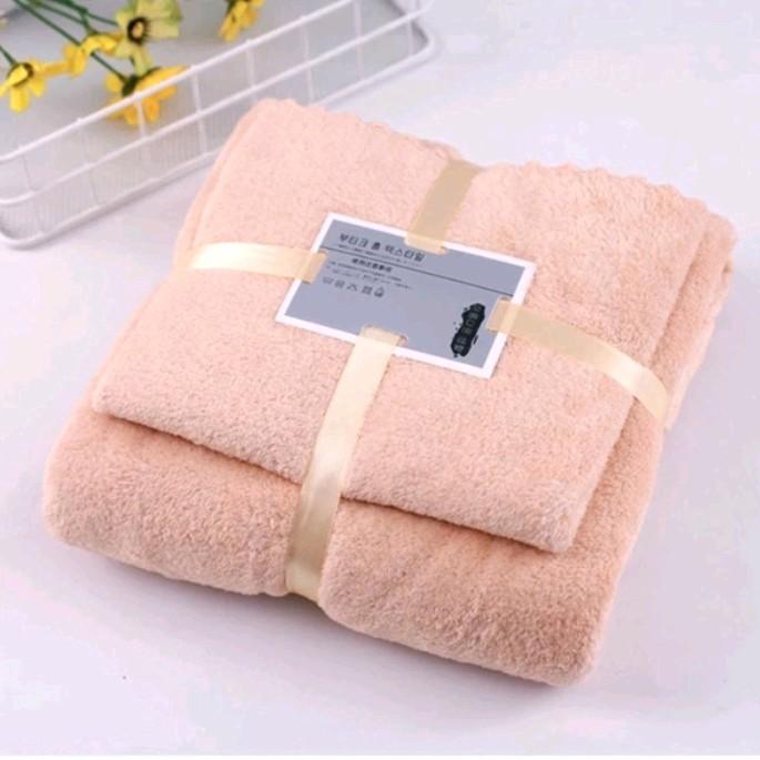Handuk Import bahan lembut handuk set 2in1 - coklat