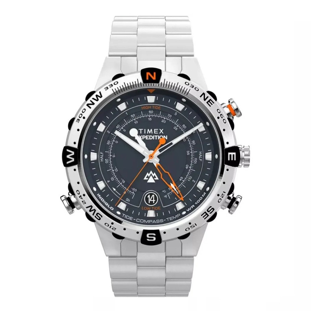 Jam Tangan Pria Timex TW2Y12900V5  Expedition Tide Temp Compass Dark Blue Dial Stainless Steel Strap