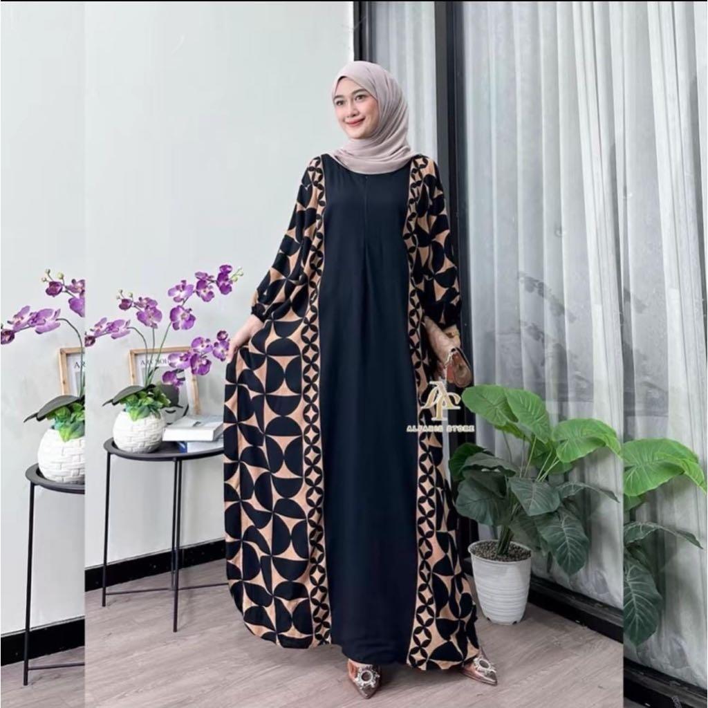 Claudy Kaftan Rayon - Kaftan Batik Etnik Lengan Panjang Busui Resleting Rayon Premium Kaftan Lebaran