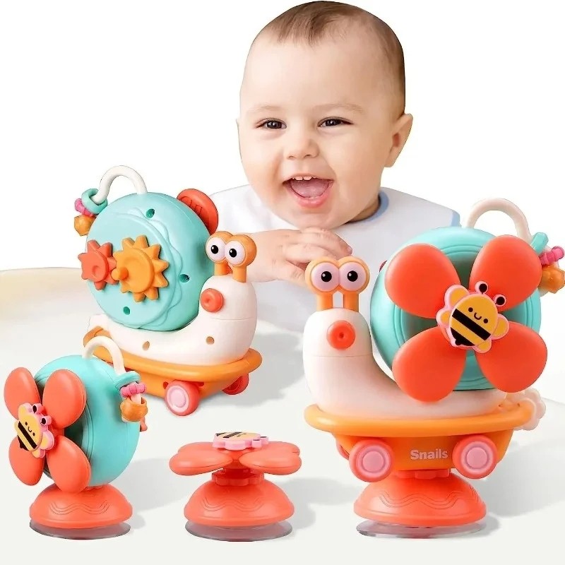 Suction Cup Snail Spinner Windmill Toys Car For Boys Girls Sensory Fine Motor Infant Travel Toys Mon