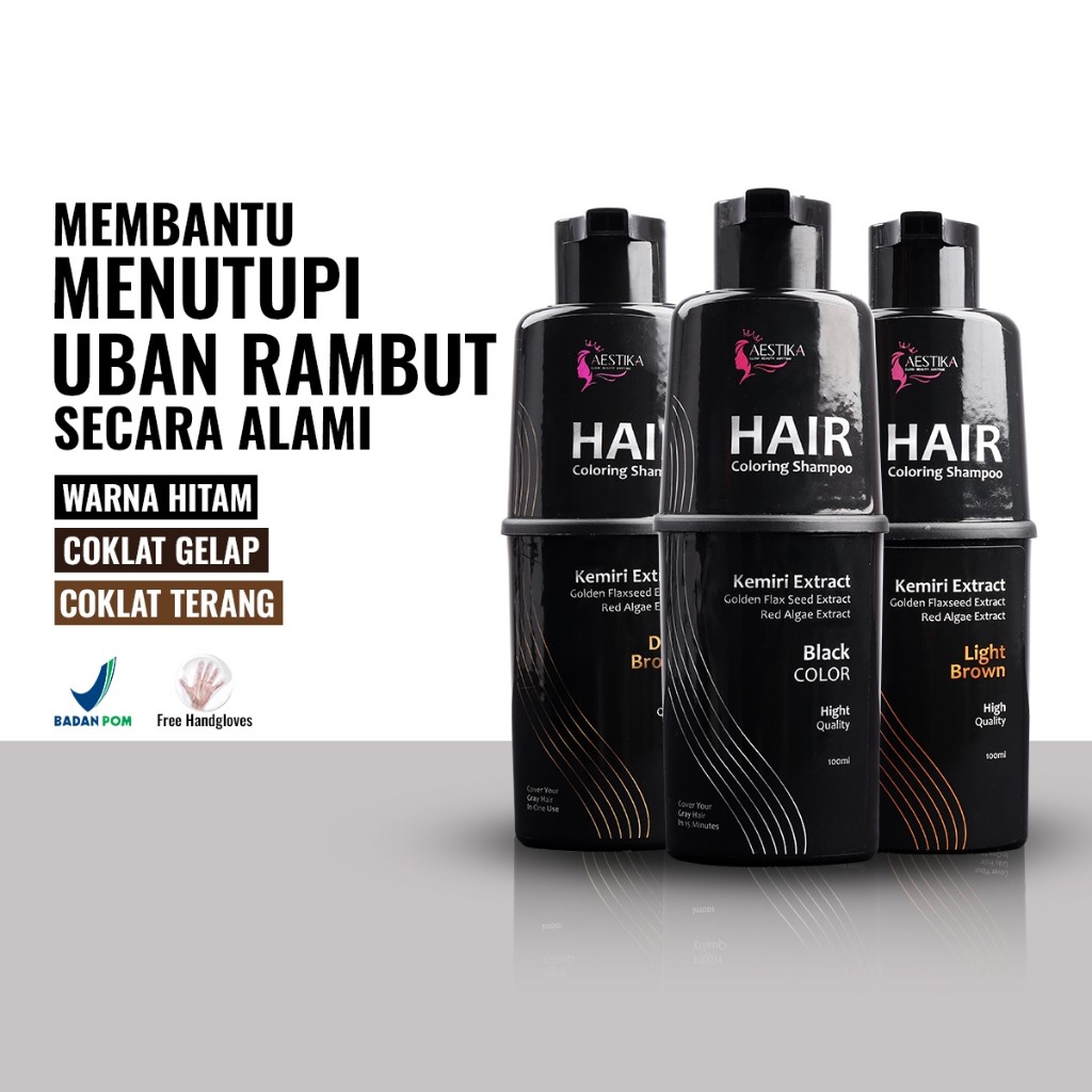 [PROMO SPESIAL] Aestika Shampo Penghitam Uban 1x Keramas - Hair Coloring Shampoo, Penghilang Uban