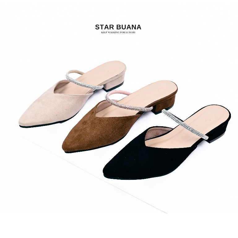 Mules Wanita Heels Hak 3 Cm Big Size Aeraa Star Buana