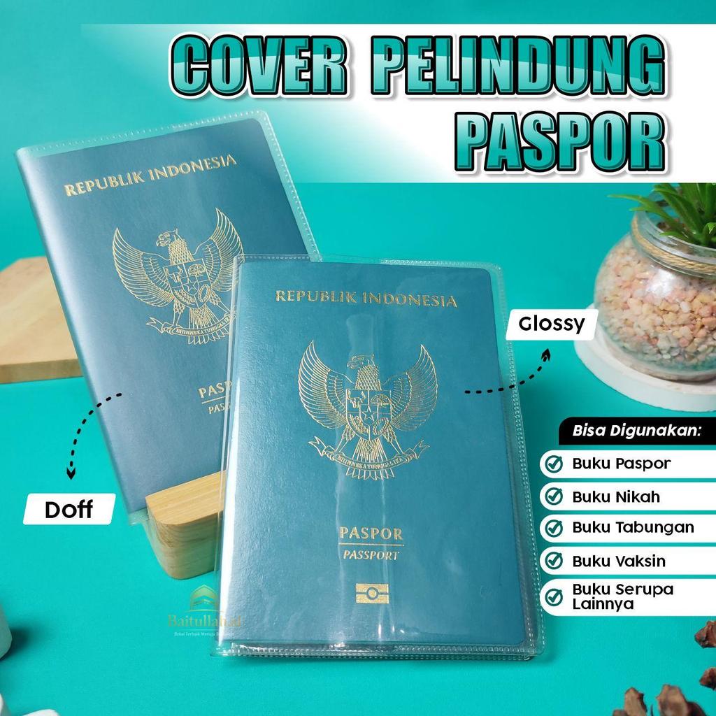 BAITULLAH.ID - Cover Pelindung Paspor Transparan PVC Tebal & Fleksibel Tahan Air dengan Slot Kartu B