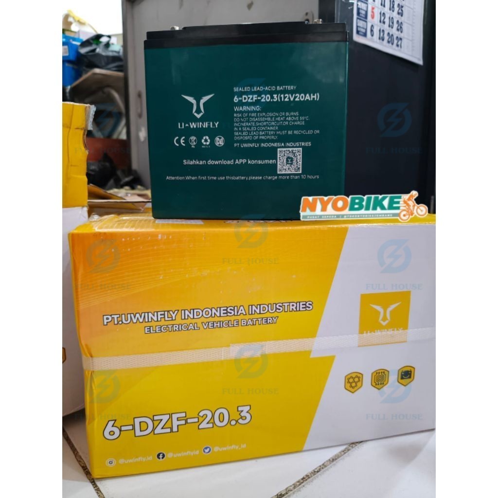 Batere Aki Sepeda Motor Listrik Original UWINFLY 12v 20ah UWINFLY T3 SPRINTER MALEO N9 LN LS