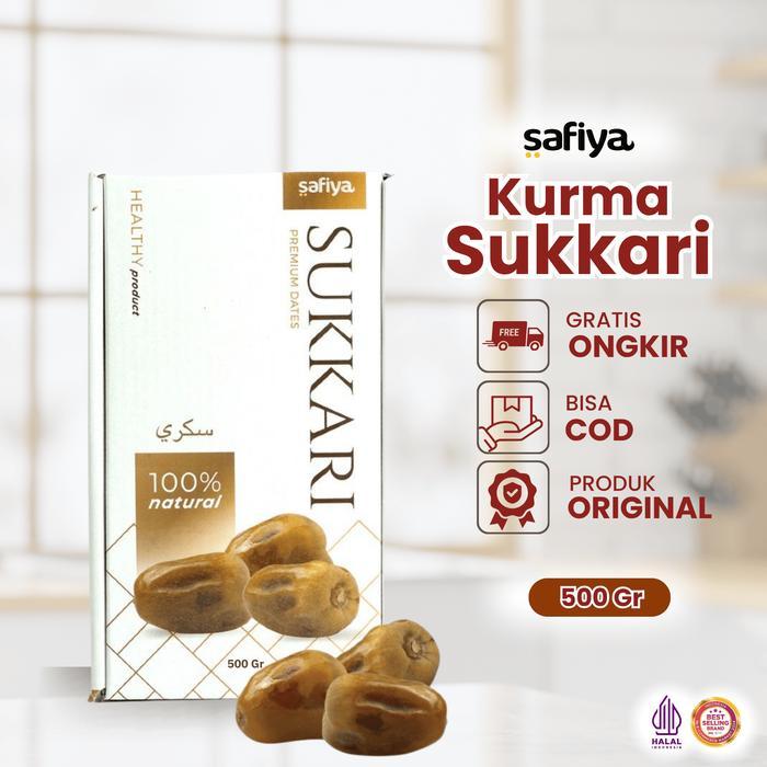 Safiya Kurma 1 Kg Sukari Ajwa Tunisia Tangkai Premium Manis Lembut - Sukari 500 gr