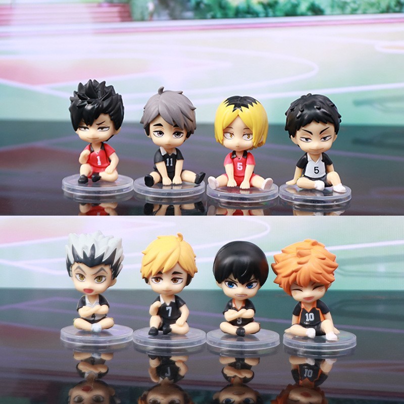8pcs Haikyuu Anime Figures Desktop Car Ornaments Hinata Shoyo Kanbara Takashi Shoyo Hinata Cute Cart