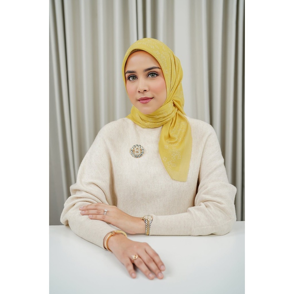 Buttonscarves Monogram Scramble Voile Square XL - Marigold