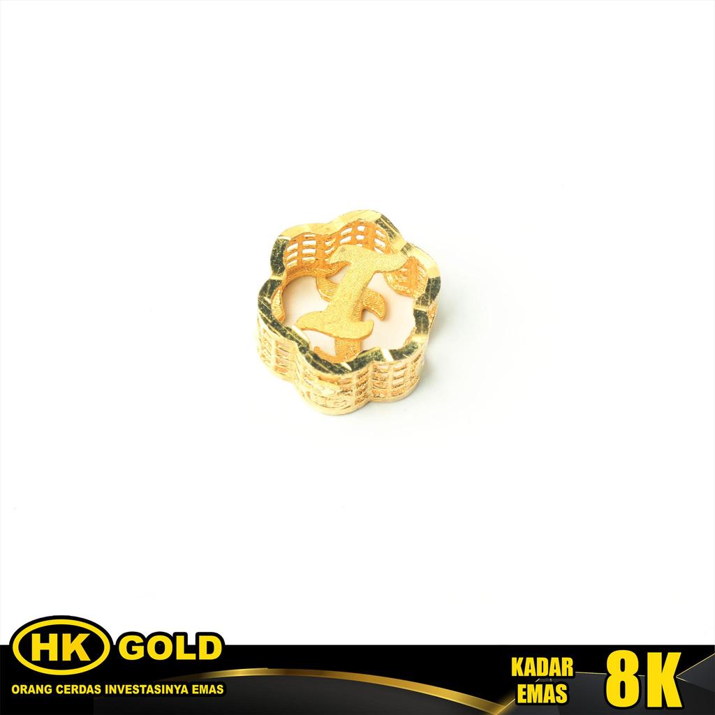Liontin Emas 8K Pendant Huruf I HK GOLD