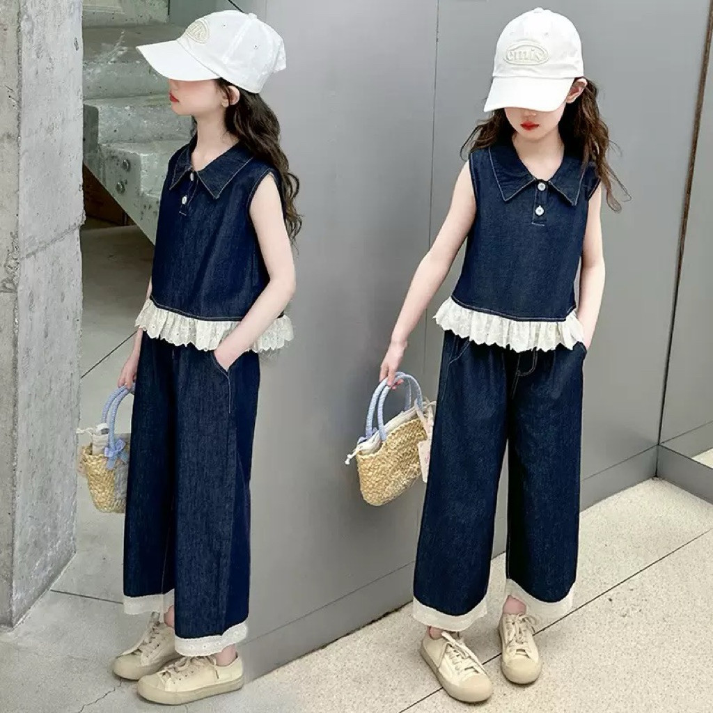 Evalina Denim Set | Setelan Remaja Perempuan | Baju Remaja Anak Perempuan