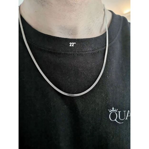 3 MM Perak Kalung Rantai Ular, Rantai Ular, Kalung Rantai Perak, Rantai Herringbone, Kalung Rantai H