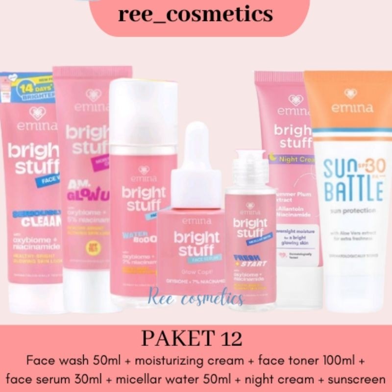 Emina Bright Stuff Paket 1 Lengkap Skincare 1 Set | Emina Paket Skincare Remaja