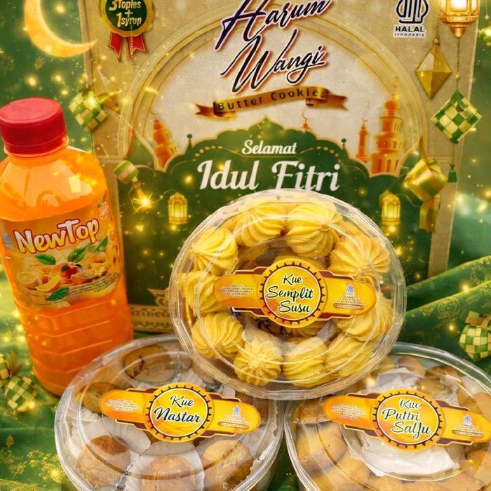 Grosir Promo Paket Ceria Parcel Kue Kering Cookies + Sirup Lebaran Idul Fitri Harum Wangi - Putih