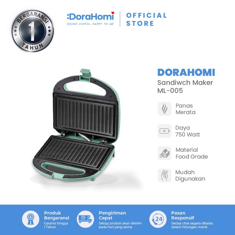 NEW Dorahomi Sandwich Maker Toaster Alat Pemanggang Roti Bakar Pemanggang Roti Toaster Low Watt