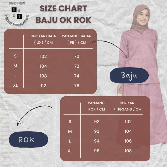 DOCHS MEDIC Baju Jaga Rok DENIM / Baju OK ROK / Seragam Jaga Rok / Seragam OK Rok - MAROON DENIM ROK