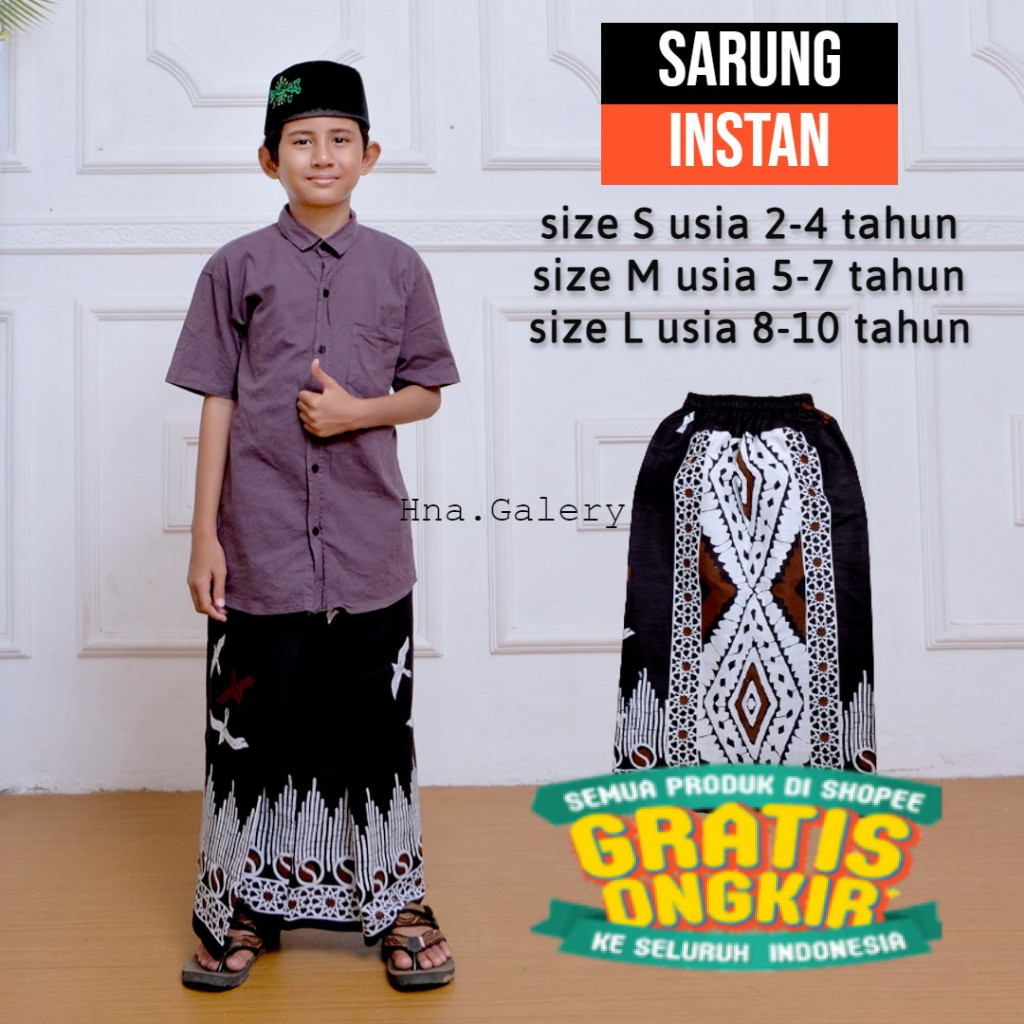 SARUNG INSTAN ANAK LAKI LAKI / SARUNG INSTAN MOTIF BATIK / SARUNG INSTAN ANAK LAKI LAKI MODEL ROK / 