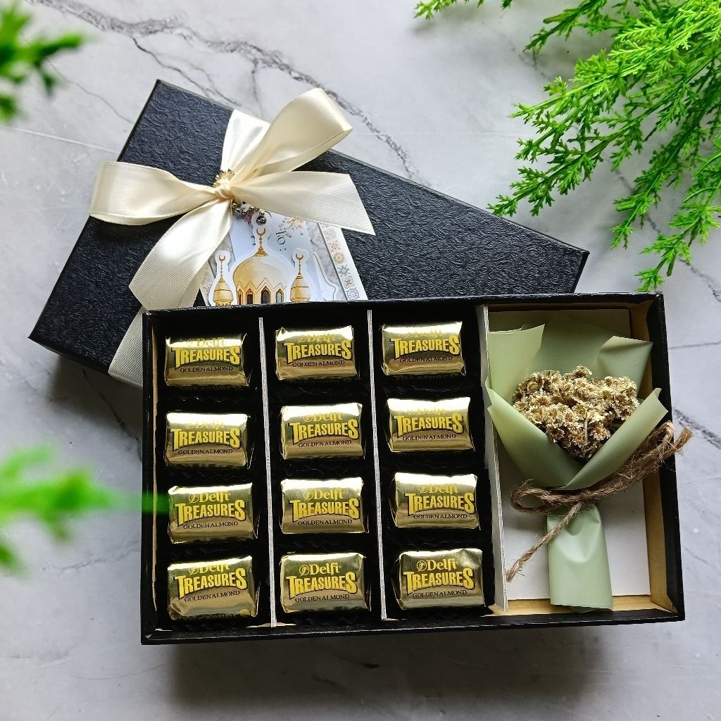 SAFIYA HAMPERS COKLAT BOX DELFI TREASURE ALMOND BOX PREMIUM KADO ULTAH