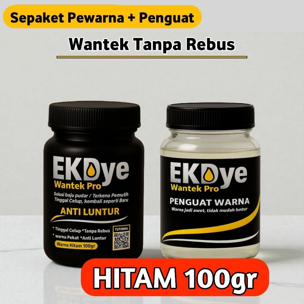 Pewarna Pakaian Tanpa Rebus-Permanen Anti Luntur-EKDye Hitam 100gr