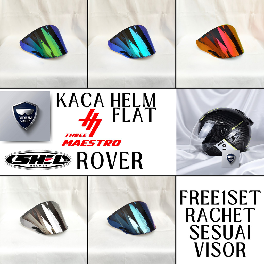 Kaca Helm SHELL EQUALIZER | ROVER R-814 Visor Helmet FLAT free Rachet Three maestro iridium murah tm
