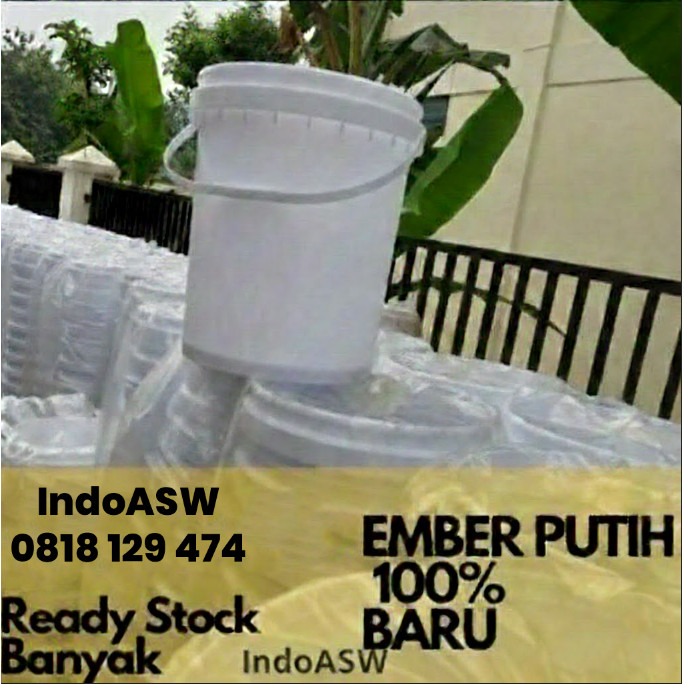 Ember Putih BARU 25 kg 20 L / pail Cat / Cupang / Putih polos dg Tutup