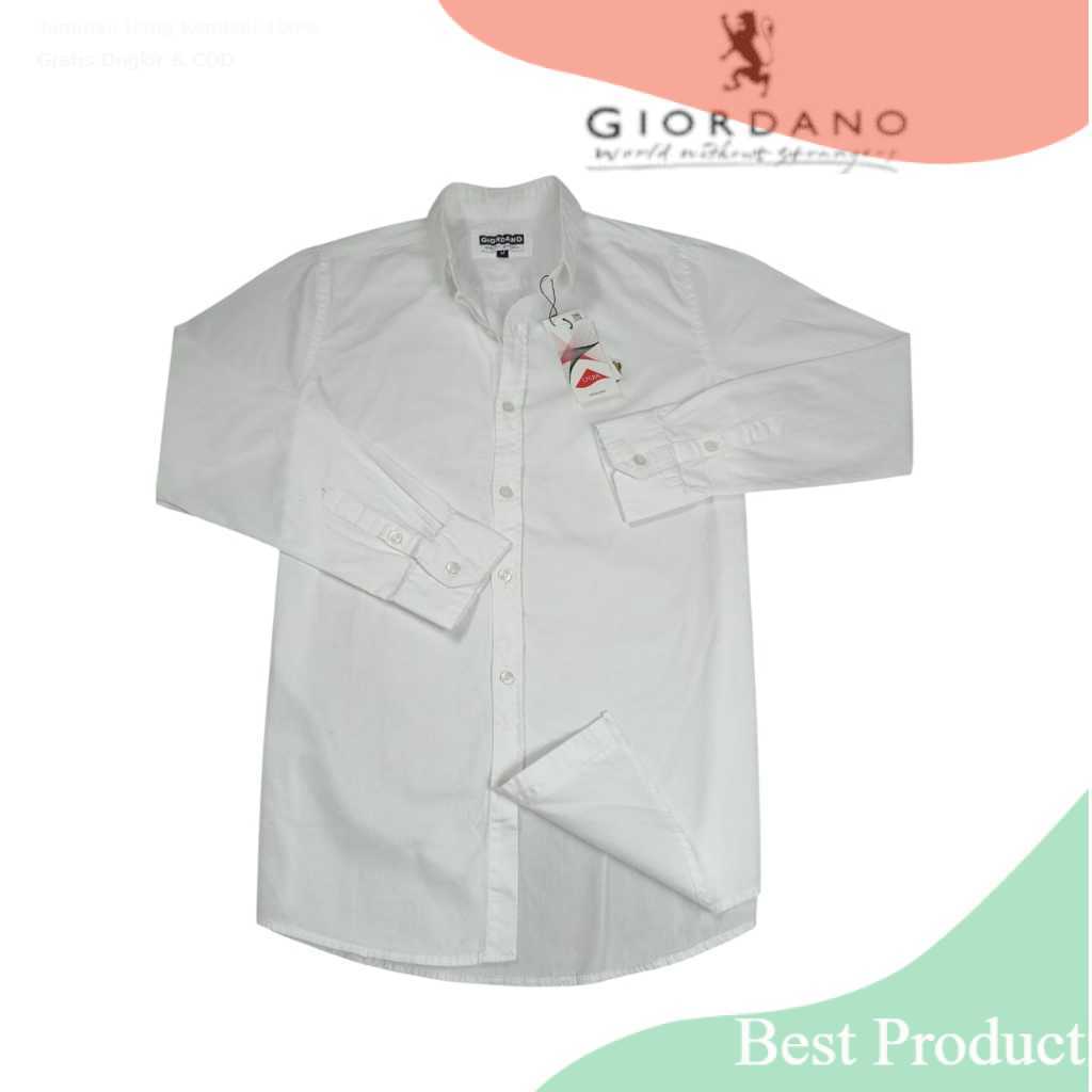 kemeja lengan panjang pria giordano original/kemeja pria lengan panjang slimfit giordano premiumpaka