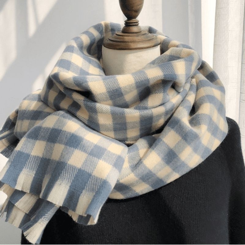 syal kasmir kotak-kotak gingham unisex (pria & wanita) untuk musim dingin PROMO