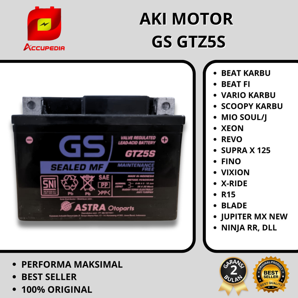 aki motor beat vario mio gs gtz5s aki kering