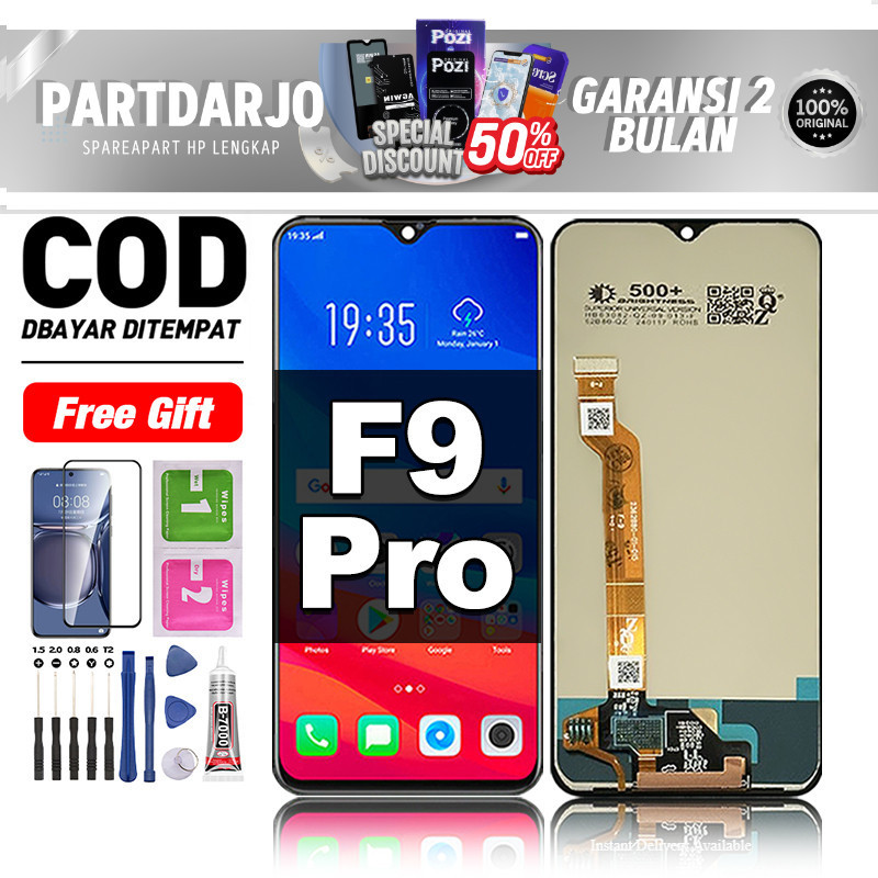 LCD FOR OPPO F9 PRO Fullset hp layar Touchscreen untuk Glass Touch Screen Digitizer COD -original fr