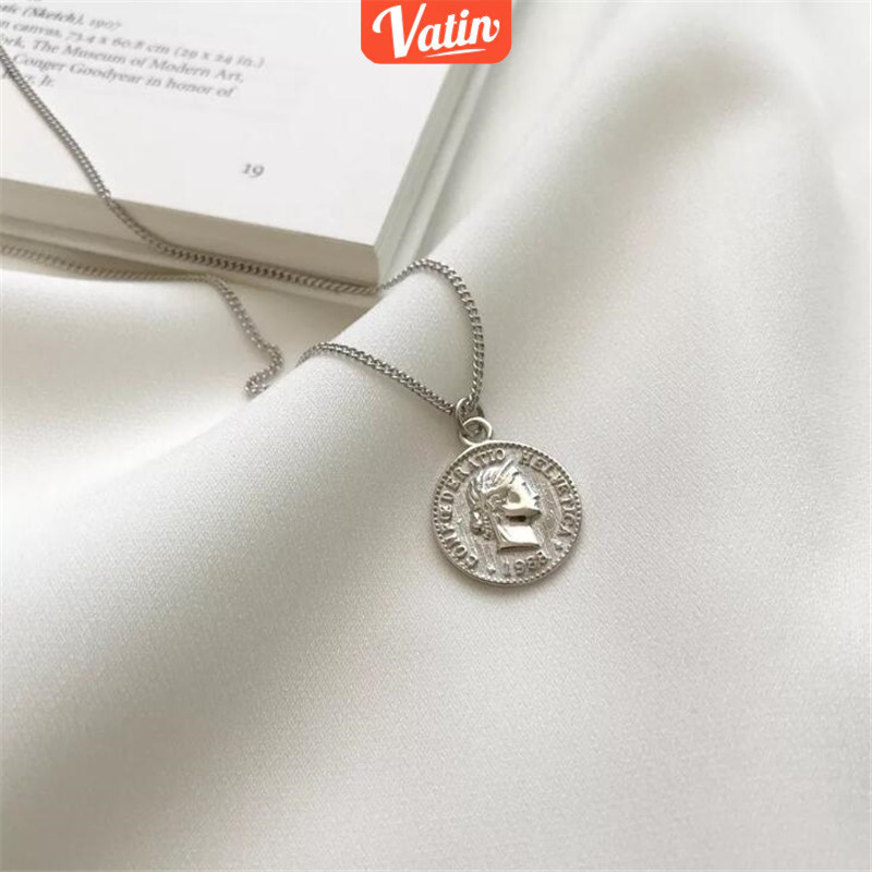 Vatin Kalung Pria Wanita Stainless Steel Liontin Koin Vintage