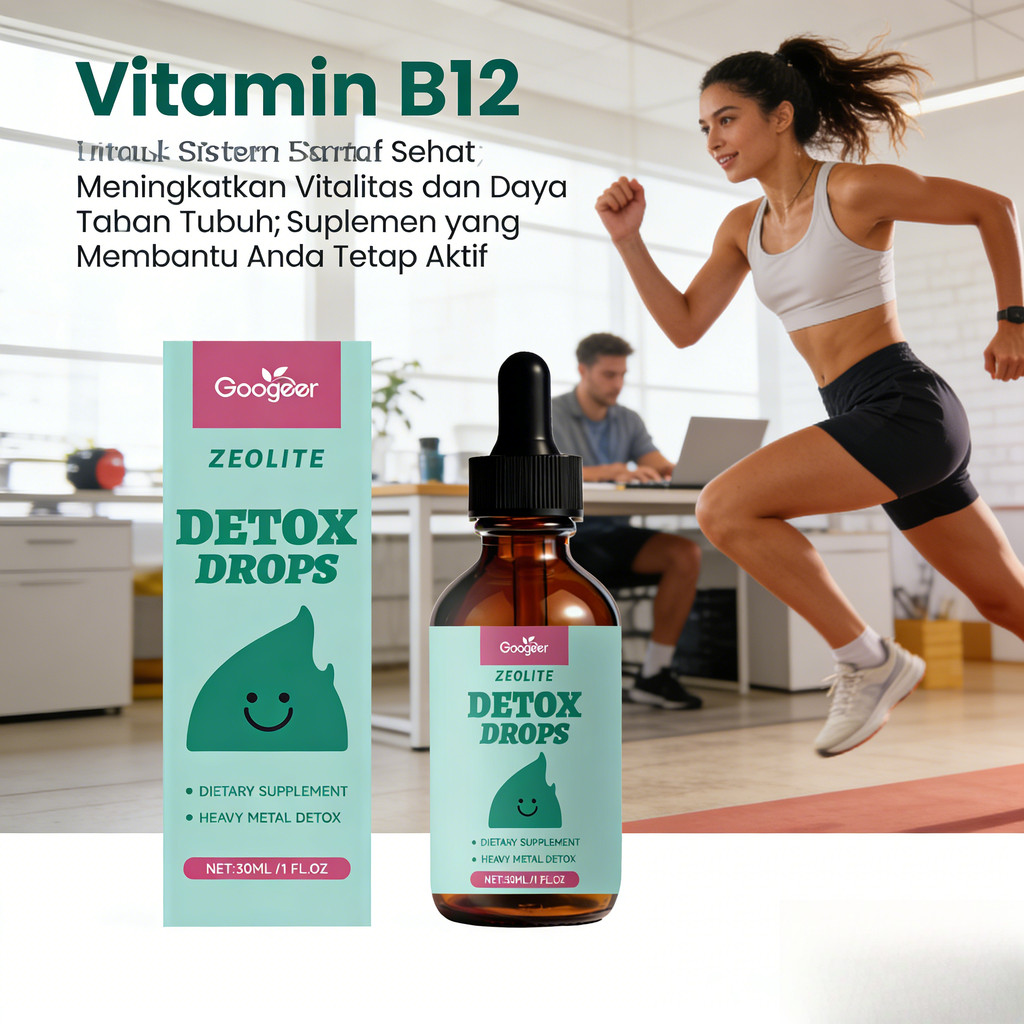 Googeer Zeolite Detox Drops - Heavy Metals & Toxins Detox with Vitamin B12 + D3 30ml CO2403