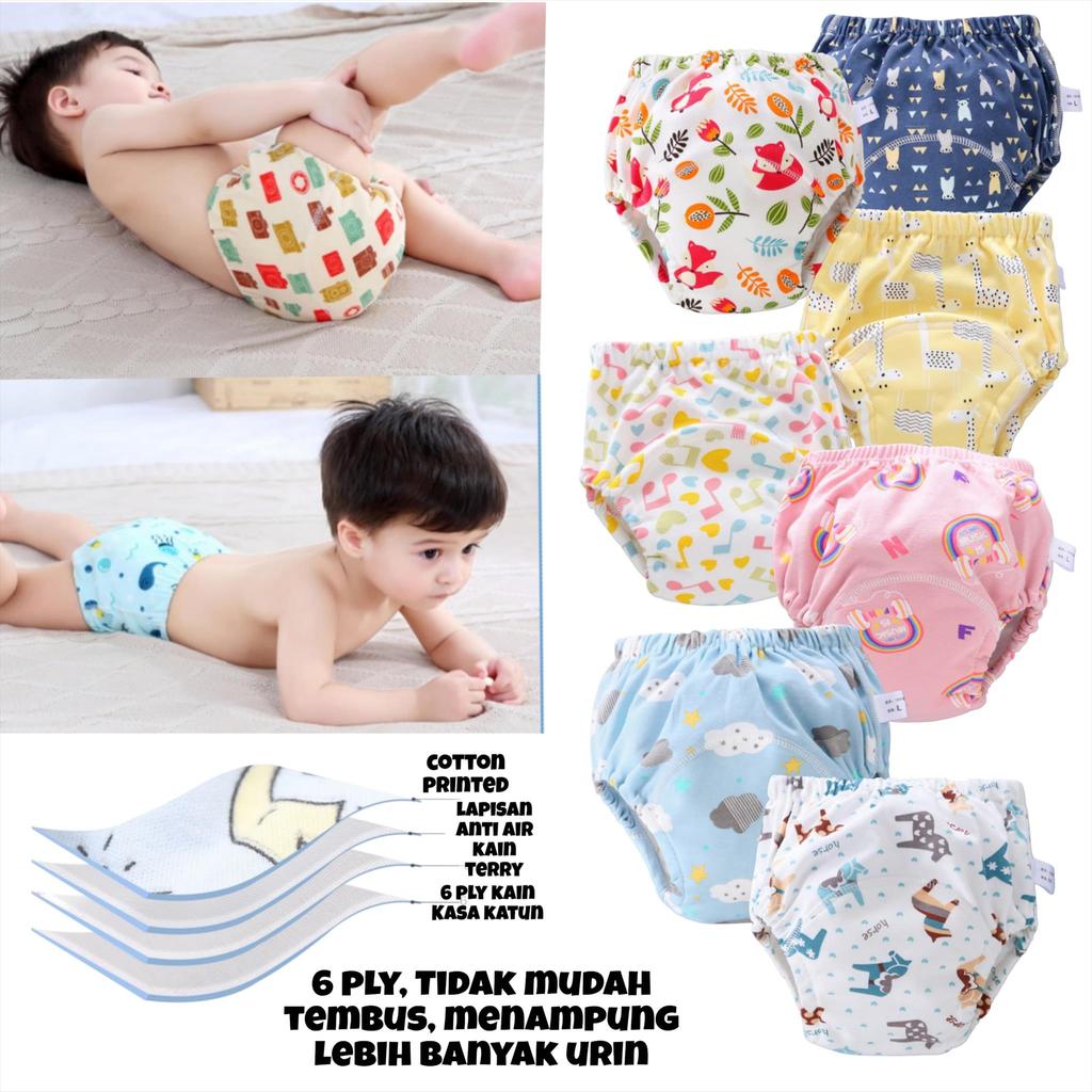 JM0195 Training Pants Bayi 6 Layers Celana Popok Diapers Pampers Potty Train Baby Bisa Dicuci
