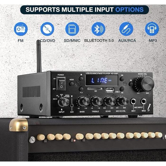 (Model Terbaru 2023)Bluetooth EQ AudioAmplifier KERNDY KS-33BT NEW2023