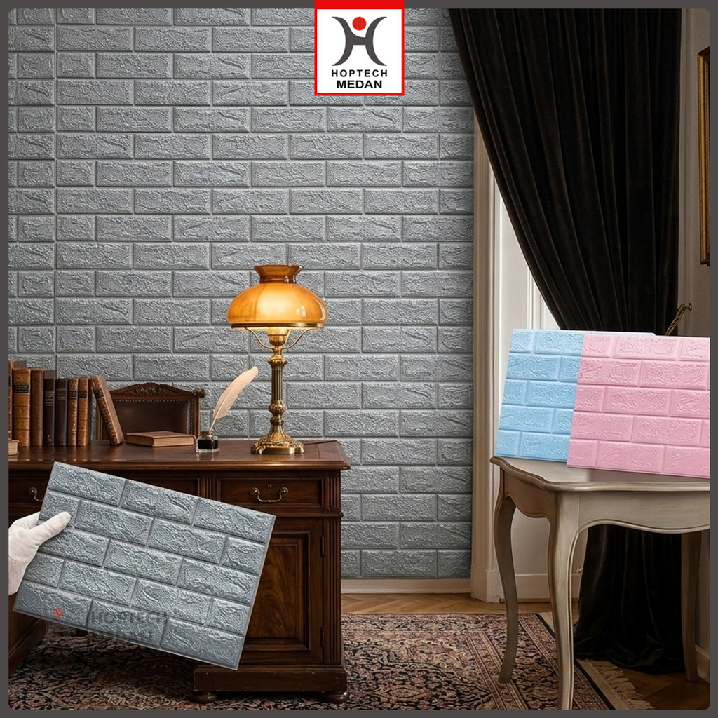 Hoptech - Wallpaper Dinding Bata 35×38cm 3D Wall Sticker Foam Anti Air Termurah