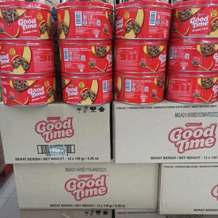 PROMO 12 PCS / 1 KARTON GOOD TIME BISKUIT KALENG 133gr COKLAT COOKIES CHOCO CHIPS - KUE BISCUIT WAFE