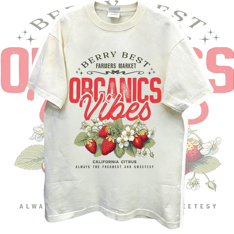 [COD]LUMIÈRE Toko|Kaos Wanita Vintage Strawberry Organics Vibes Indonesia